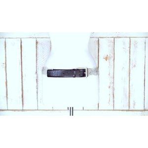 90s vintage Anne Klein brown leather silver metal mesh link chain bel